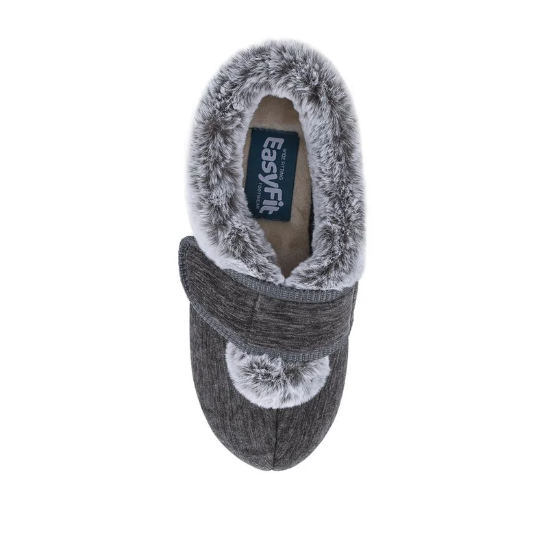 EasyFit Extra Wide Touch Fasten Slippers - SKYE / 327 937 - Grey