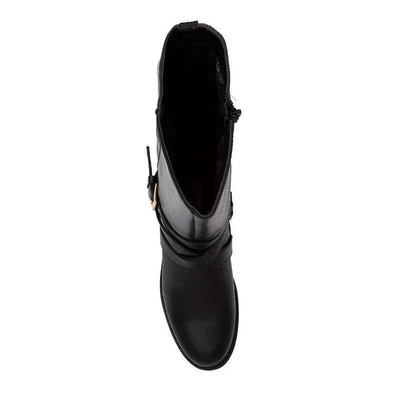 Buckled Calf-Length Boots - WBINS40109 / 325 985 - Black