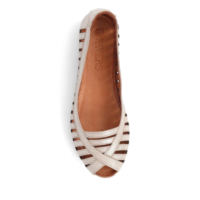 Leather Open-Toe Ballet Flats - KARY39019 / 325 502 - Soft Gold