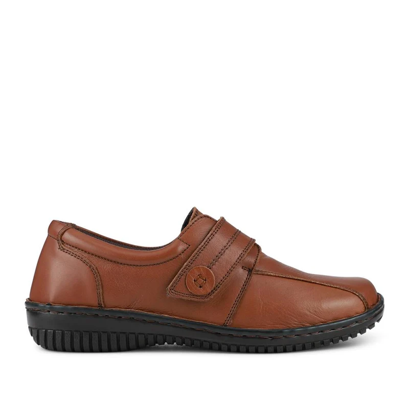Leather Touch-Fastening Shoes - LUCK38001 / 324 182 - Brown