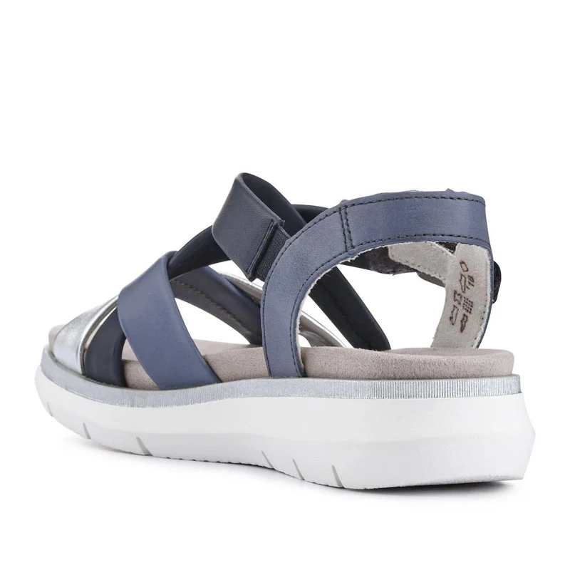 Buckle-Fastened Leather Sandals - DRS41509 / 327 088 - Navy Multi