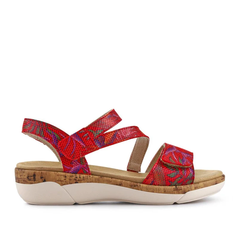 Chunky-Sole Leather Sandals - DRS41512 / 327 090 - Red Multi