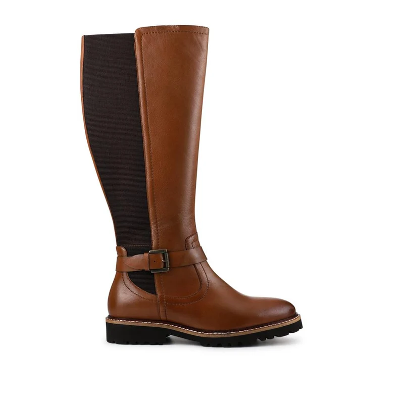 Elastic Fit Zip Up Long Boots - MAGNU42001 / 328 147 - Tan