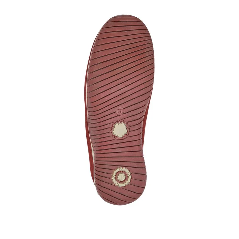 Wide Fit Leather Slip-On Shoes With Zip Fastening - BRK42019 / 328 406 - Burgundy