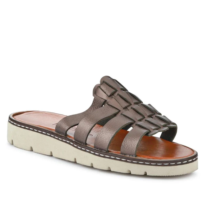 Leather Strappy Mule Sandals - EDNB40106 / 326 916 - Pewter
