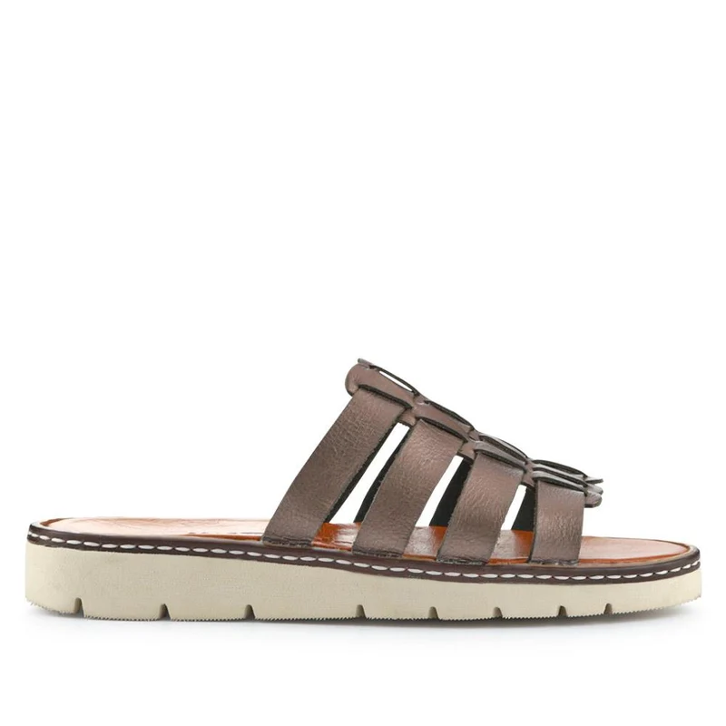 Leather Strappy Mule Sandals - EDNB40106 / 326 916 - Pewter