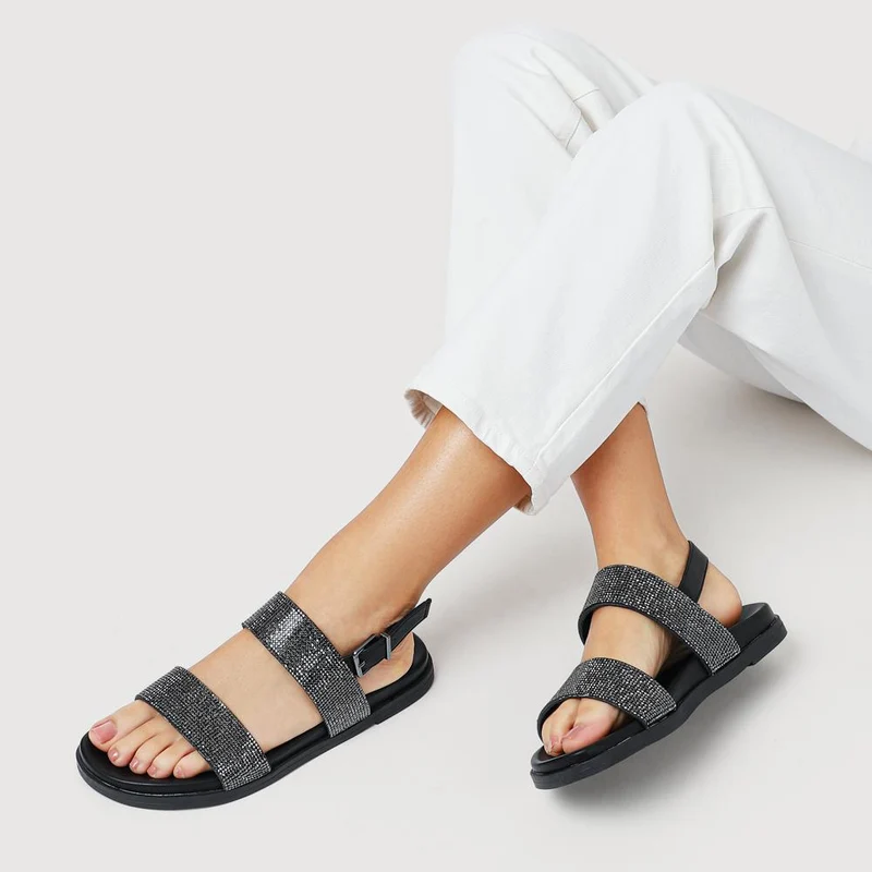 Buckled Slingback Sandals - PLAN41011 / 327 142 - Black