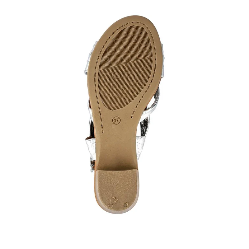 Leather Block-Heeled Sandals - METIN41002 / 327 522 - Silver