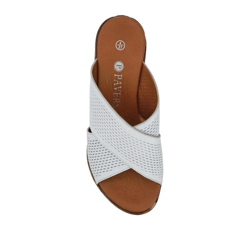 Premium Leather Wedge Heels - LUCK41007 / 327 391 - White