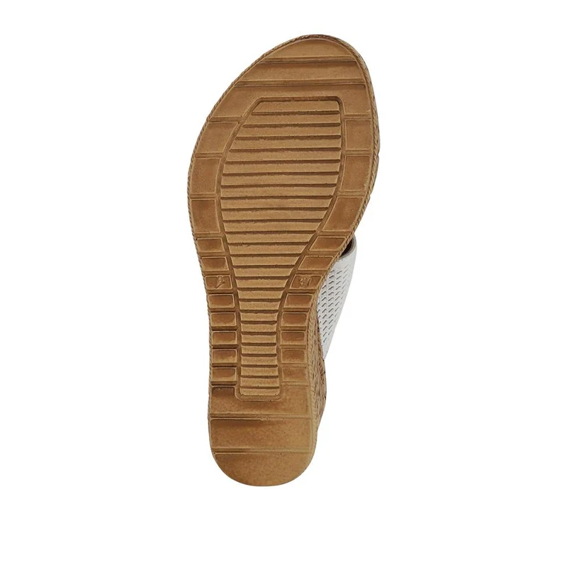Premium Leather Wedge Heels - LUCK41007 / 327 391 - White