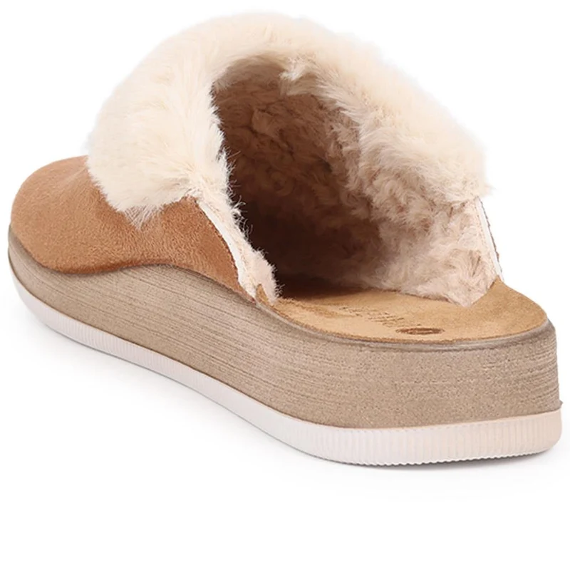 Faux-Fur Slipper Mules - INB40011 / 326 245 - Camel