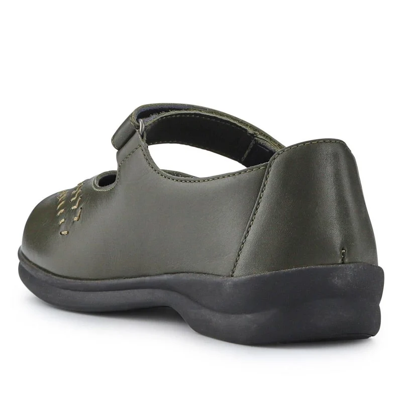 Extra-Wide Leather Mary Janes - TANTA / 327 206 - Khaki