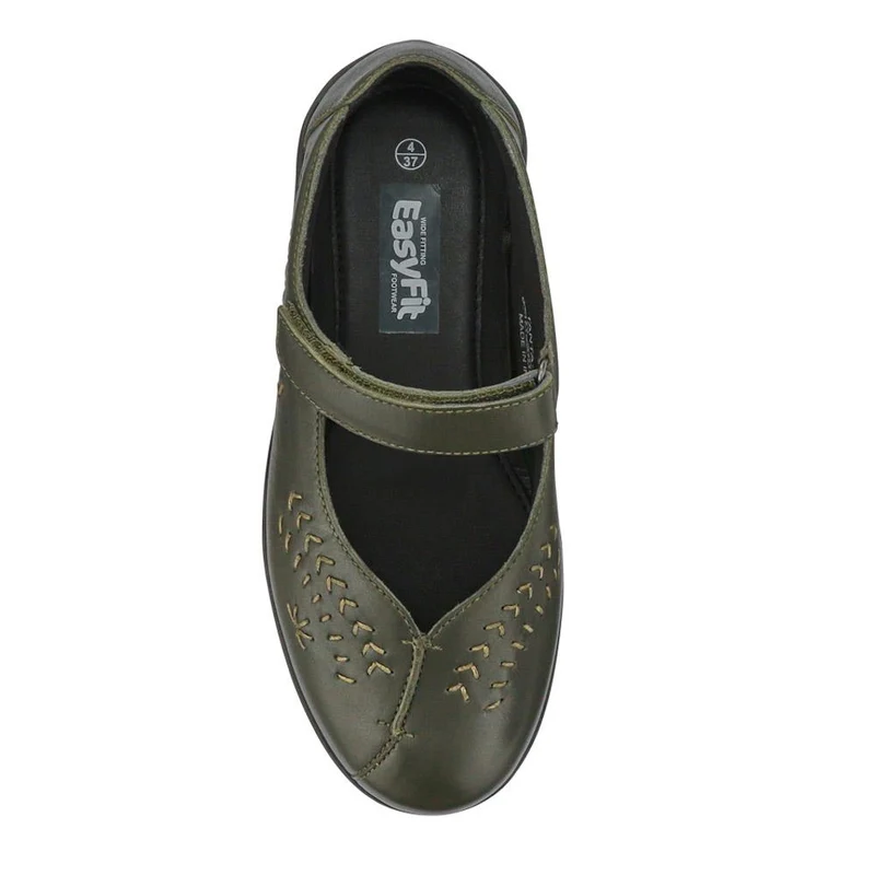 Extra-Wide Leather Mary Janes - TANTA / 327 206 - Khaki