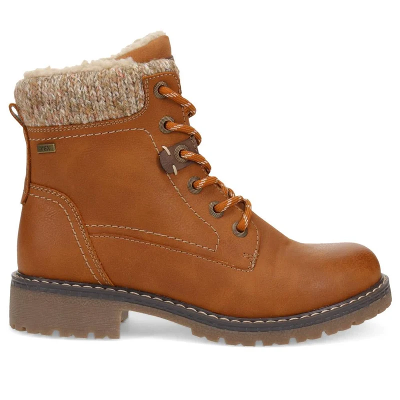 Soft-Cuffed Lace-Up Ankle Boots - SUPRE40007 / 326 253 - Cognac