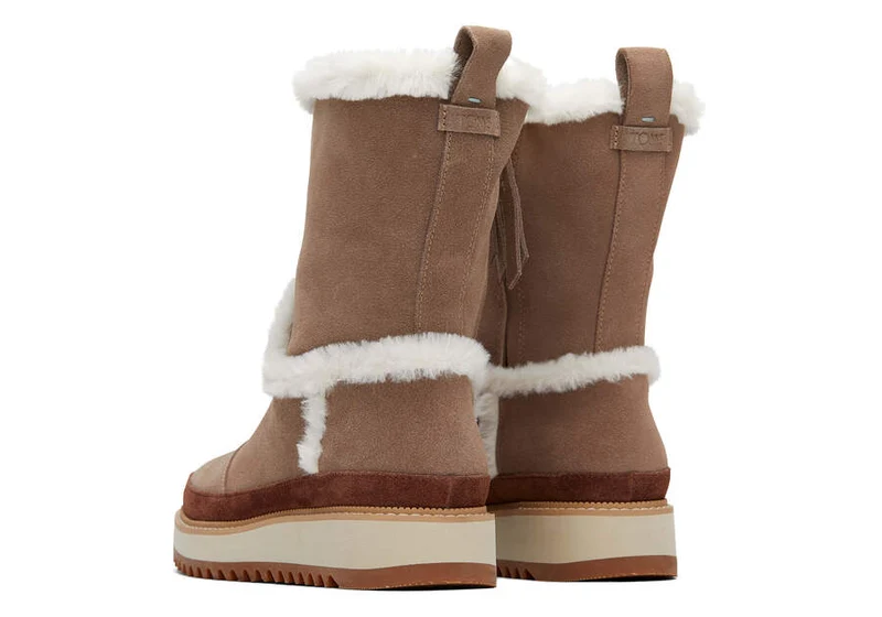 TOMS Damen Makenna Lederstiefel - Taupegrau
