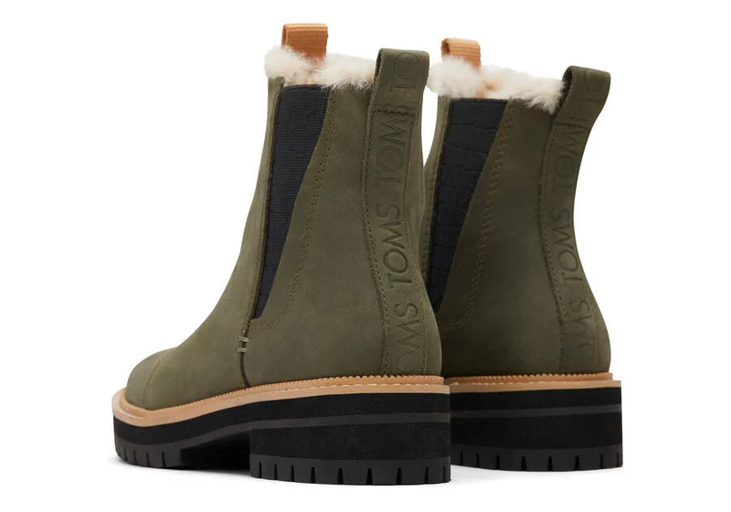 TOMS Damen-Stiefelette Dakota aus Leder – Olivgrün