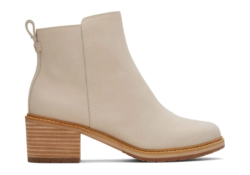 TOMS Damen-Stiefelette „Marina“ aus Leder – Beige