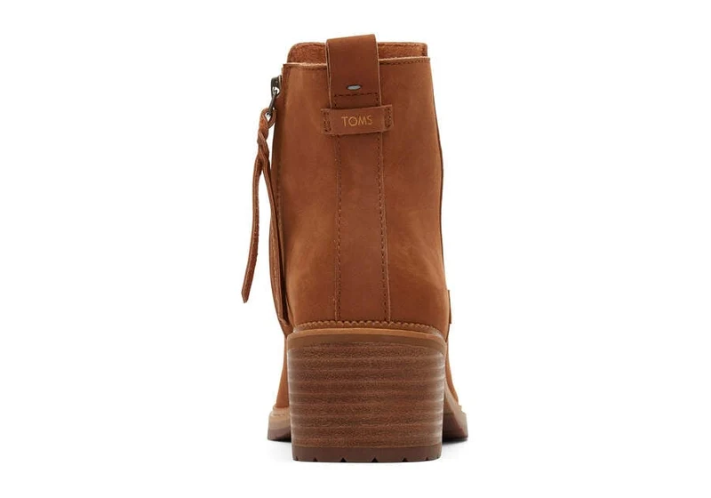 TOMS Damen-Stiefelette „Marina“ aus Leder – Hellbraun