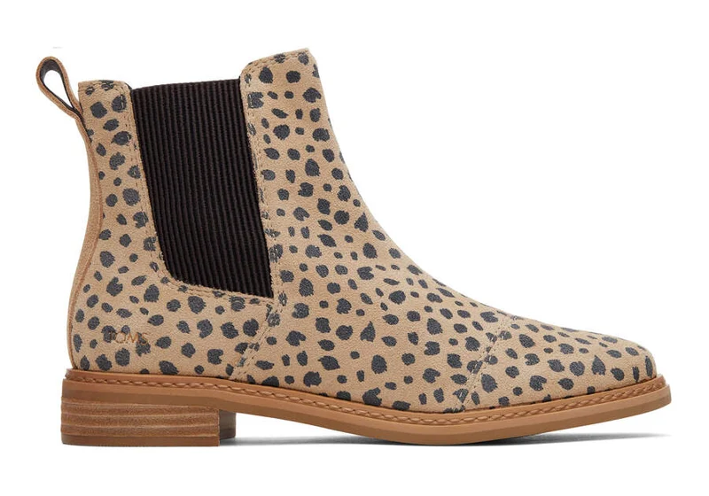 TOMS Damen-Stiefelette Charlie aus Leder – Tan Cheetah