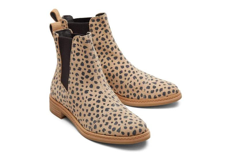 TOMS Damen-Stiefelette Charlie aus Leder – Tan Cheetah