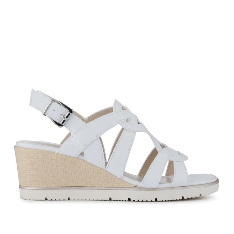Strappy Wedge-Heeled Espadrilles - WBINS41042 / 327 223 - White