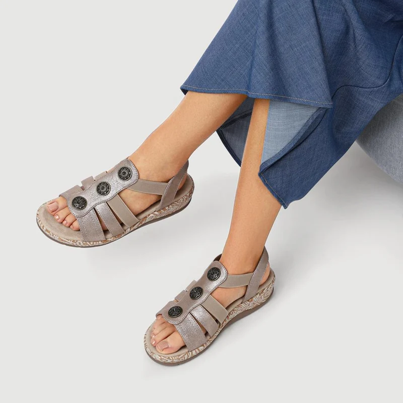 Wide Fit Floral Sandals - WBINS40272 / 327 450 - Gold