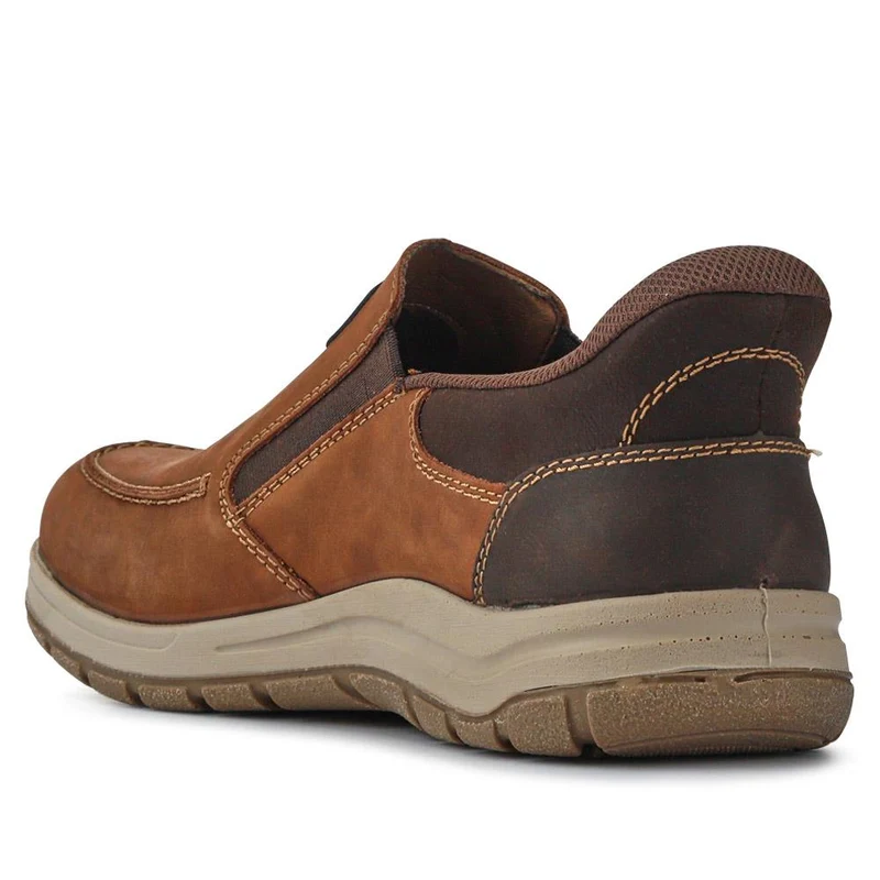 Wide-Fit Leather Slip-Ons - RKR41526 / 326 760 - Brown