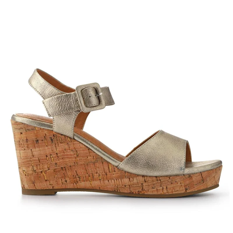High Buckled Wedge Sandals - WOIL41051 / 327 394 - Gold