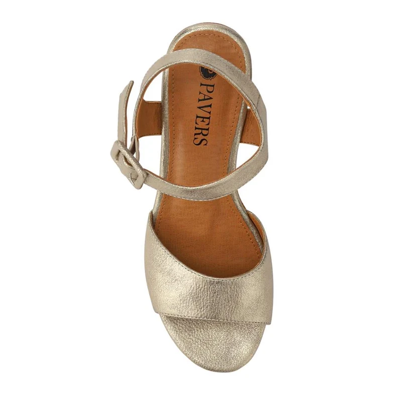 High Buckled Wedge Sandals - WOIL41051 / 327 394 - Gold
