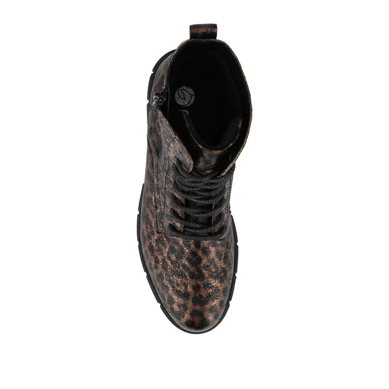 Faux Leather Lace-Up Boots - DRS42510 / 327 732 - Leopard