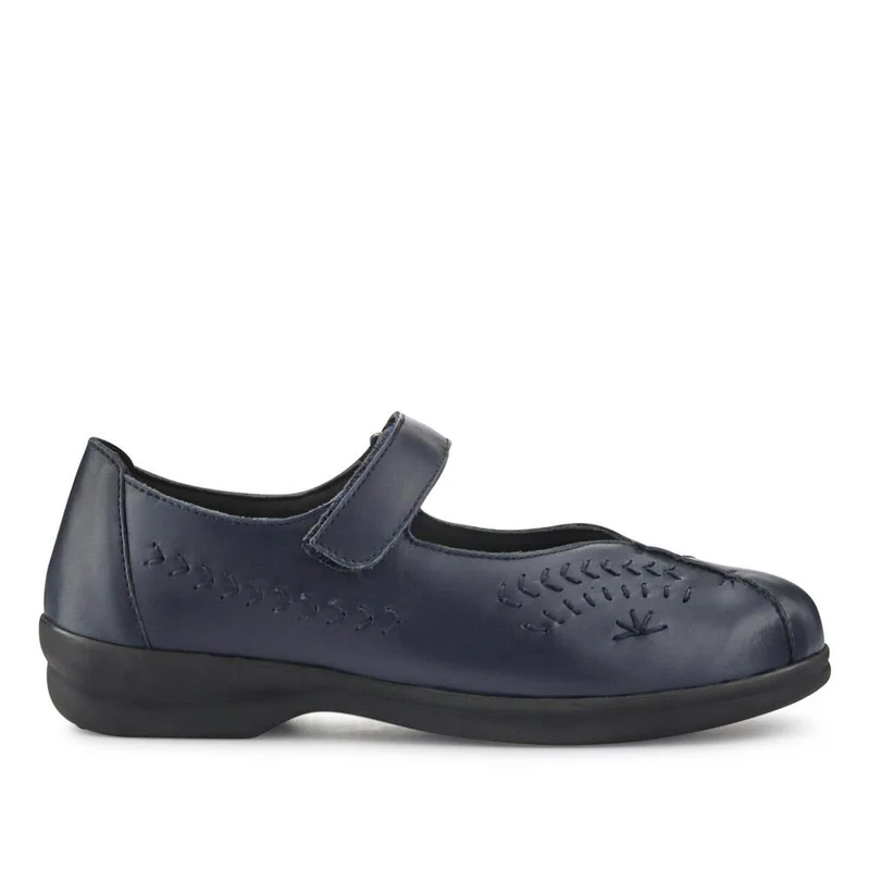 Extra-Wide Leather Mary Janes - TANTA / 327 206 - Navy