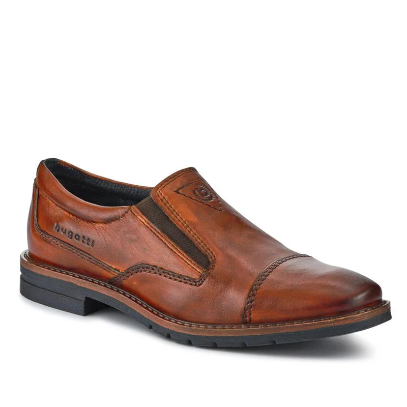 Leather Elasticated Slip-On Shoes - BUG41508 / 326 684 - Cognac