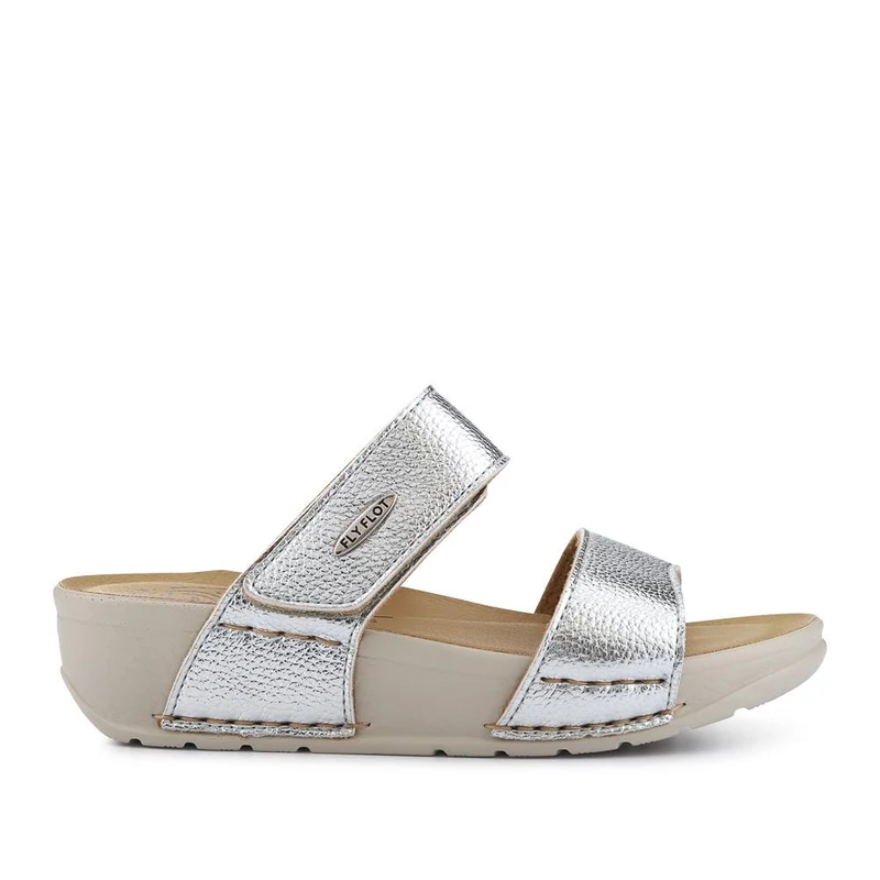 Fly Flot Chunky Dual Strap Touch Fasten Sandals - FLY41027 / 326 669 - Silver