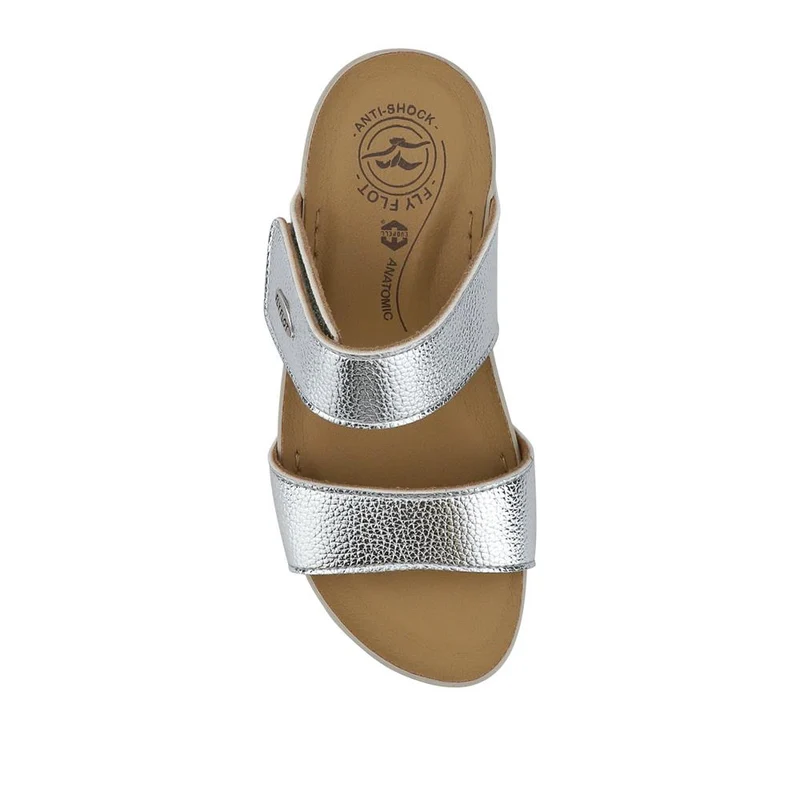 Fly Flot Chunky Dual Strap Touch Fasten Sandals - FLY41027 / 326 669 - Silver