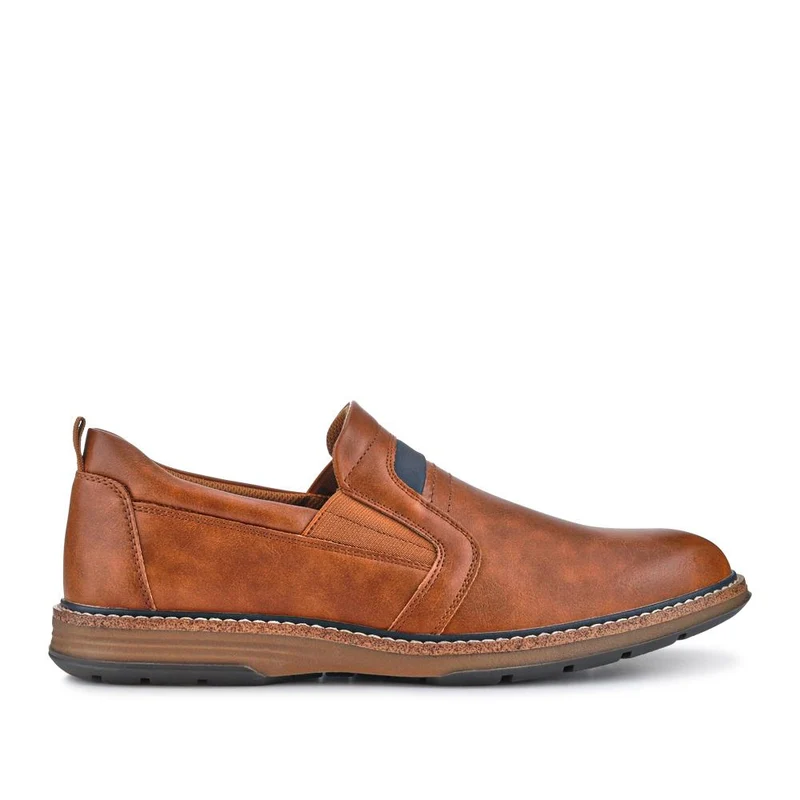 Wide Fit Elasticated Slip-On Shoes - JIAHU41001 / 327 497 - Tan