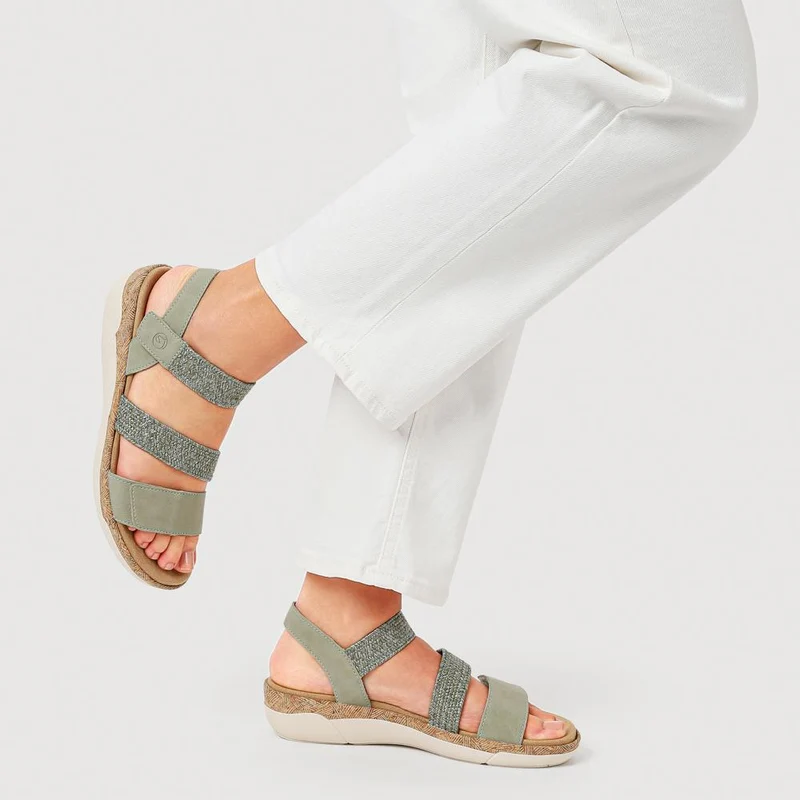 Leather Dual-Fastening Sandals - DRS41513 / 327 092 - Green