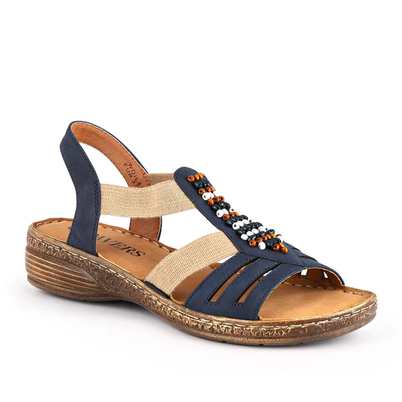 Elasticated Strappy Sandals - WOIL41056 / 327 123 - Navy
