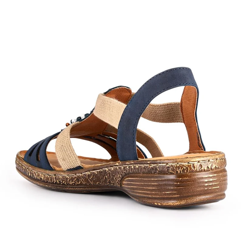 Elasticated Strappy Sandals - WOIL41056 / 327 123 - Navy