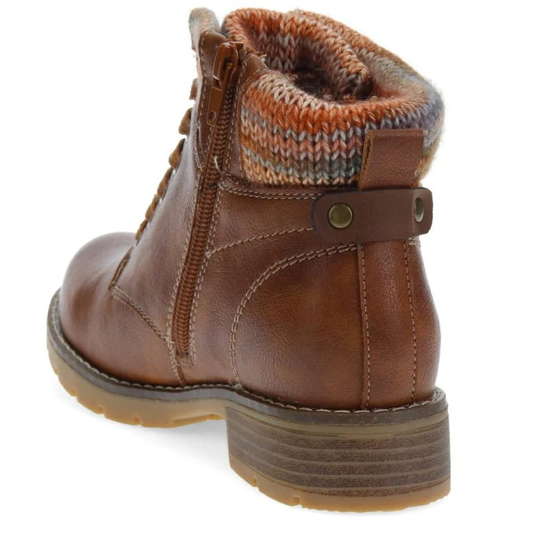Knitted Cuff Ankle Boots - WBINS40243 / 326 500 - Tan