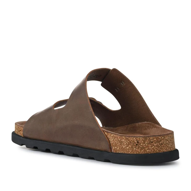 Extra-Wide Leather Mule Sandals - RKR41533 / 326 940 - Brown