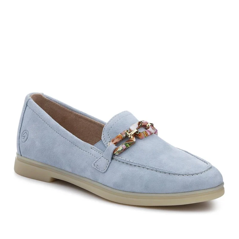Casual Leather Heeled Loafers - DRS41502 / 326 856 - Blue