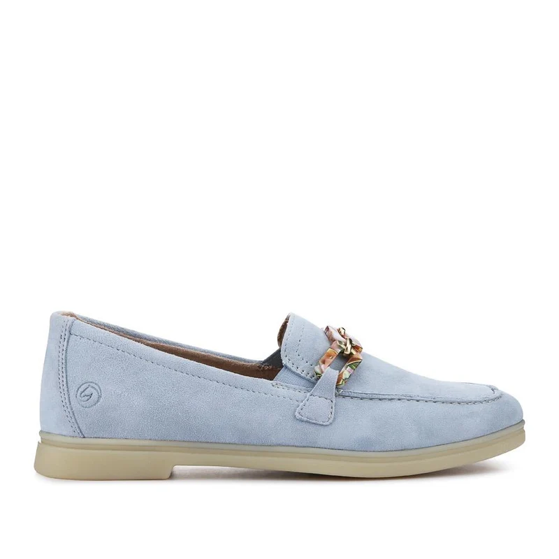 Casual Leather Heeled Loafers - DRS41502 / 326 856 - Blue
