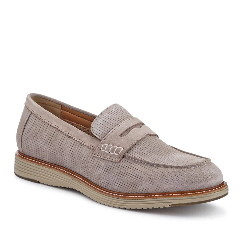 Leather Slip-On Casual Shoes - PERFO41002 / 327 386 - Beige