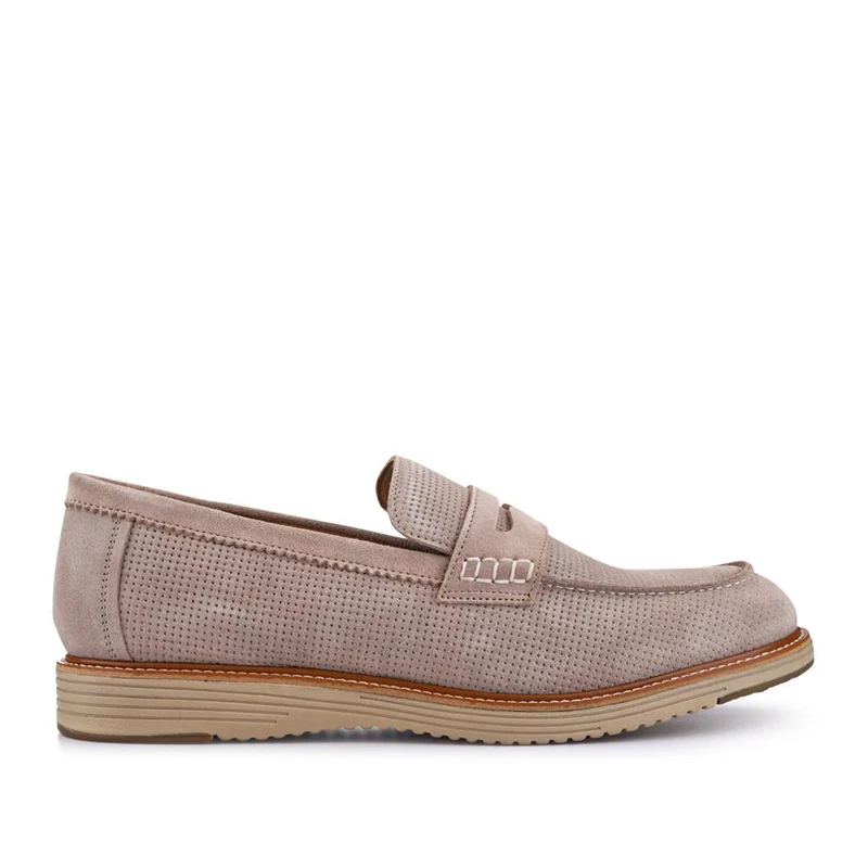 Leather Slip-On Casual Shoes - PERFO41002 / 327 386 - Beige