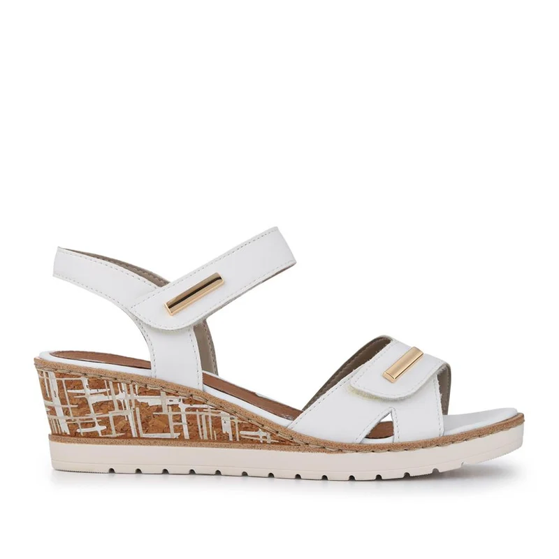 Premium Leather Touch-Fastening Sandals - DRS41515 / 327 093 - White