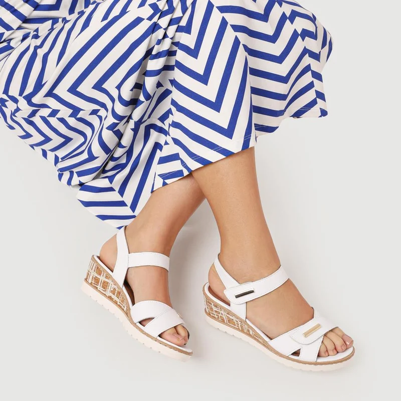 Premium Leather Touch-Fastening Sandals - DRS41515 / 327 093 - White