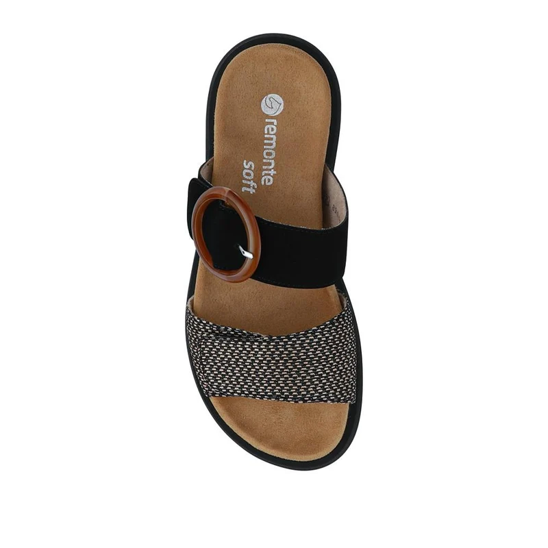 Premium Leather Dual-Fastening Sandals - DRS41514 / 327 104 - Black Multi