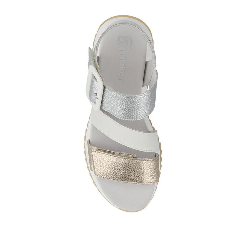 Dual-Fasten Leather Sandals - RKR41541 / 327 291 - White Metallic