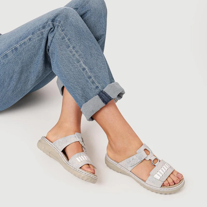Wedge Touch-Fasten Sandals - RKR41549 / 327 295 - Silver