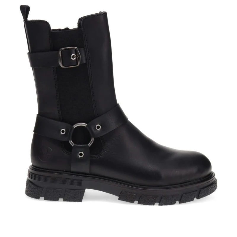 Leather Chunky Ankle Boots - RKR40536 / 326 105 - Black